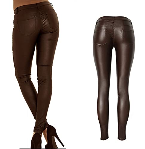 Women's Pu Slim Pants Faux Leather Stretch Skinny Jeans Pencil Pants Biker Pants4