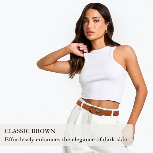 Brown Belt for Women Fashion Womens Casual Belts Ladies Stylish Waist Belt with Vintage Buckle for Jeans Pants2