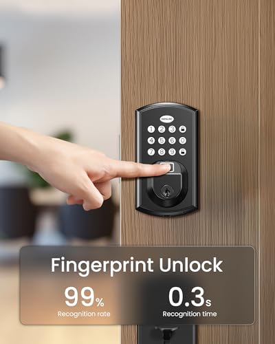 DESLOC-A100F-Keyless-Entry-Door-Lock-Fingerprint-Door-Lock-Front-Door-Lock-Smart-Lock-Deadbolt-for-Front-Door-Easy-Installation-Emergency-Power-Port12-Months-Battery-IP54-Waterproof-5-Keys