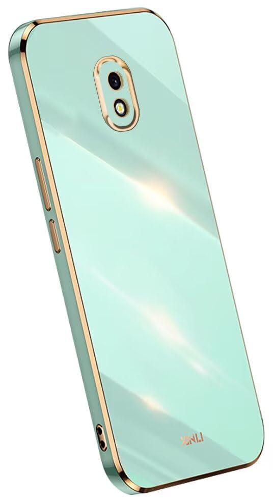 RankOne Funda para Teléfono es Adecuada para Samsung Galaxy J3 2017 (5' Inches), Carcasa para Teléfono Móvil de Silicona con Marco de Galvanoplastia - Verde