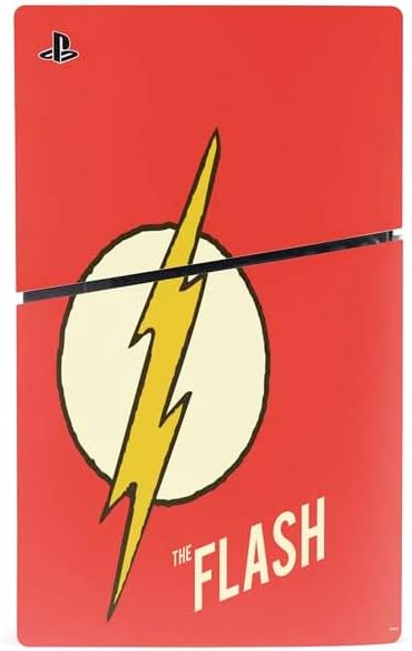 Skinit Decal Gaming Skin Compatible with PS5 Slim Disk Console - Officially Licensed DC Comics The Flash Classic Emblem Design