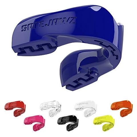SAFEJAWZ Mouthguard Slim Fit, Adults and Junior Gum Shield with Case for Boxing, MMA, Rugby, Martial Arts, Judo, Karate, Hockey and all Contact Sports (Adult (12+ Years), Blue) Cover