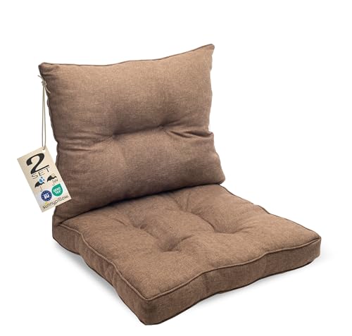 sunnypillow Lot de 2 Coussin de Jardin pour Chaise Fauteuil Rotin (Assise 50x50 cm + Dossier 50x40 cm) Galette de Chaise Anti UV - Extérieur Impermeable – Coussin de...
