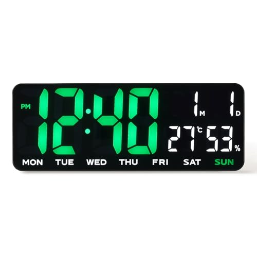 Image of Amazon Basics LED Digital Wall Clock with Dual Alarm, Snooze, Auto Brightness, ABS, Black Color,USB Powered, 12 /24 Hr Format, Modern Display for Bedroom, Home, Office (Size: 35 x 13.2 x 2.9 cm)