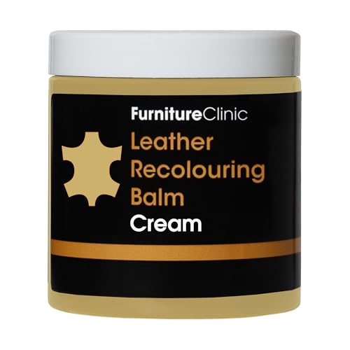 Furniture Clinic Leather Recolouring Balm - Colour Restorer for Sofas, Chairs, Car Seats - Repairs Faded & Scratched Leather – 16 Colours (Cream)