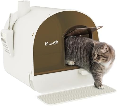 PawHut Arenero Cerrado para Gatos, Caja de Arena para Gatos con Bandeja Extraíbl...