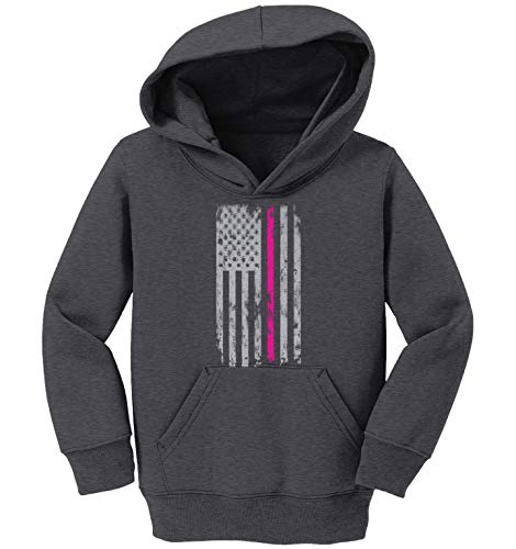 Haase Unlimited Silver American Flag - Pink Line Toddler/Youth Fleece Hoodie2