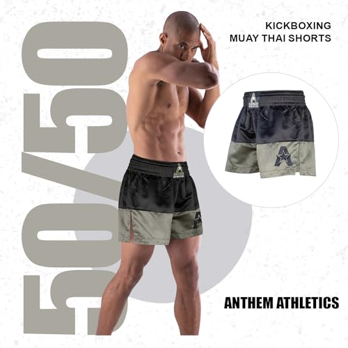 Anthem Athletics Shorts Muay Thai – Calção de boxe curto Kickboxing para homens e mulheres – 50/50 C
