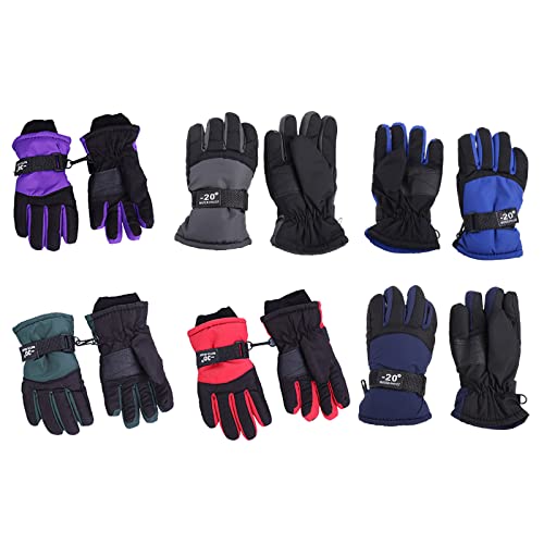 1 par de inverno crianças multicolorido espessamento luvas de esqui crianças à prova de vento imperm