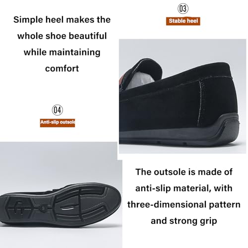 Men's Suede Flat Penny Loafers Retro Round Toe Non-Slip Slip-On Casual Walking Shoes Breathable and Comfortable Driving Shoes4