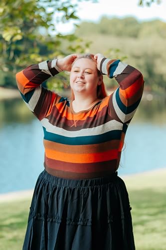 Image of CARCOS Plus Size Tops for Women Color Block Flower /Striped /Camo Crew Neck Long Sleeve Tee Shirt