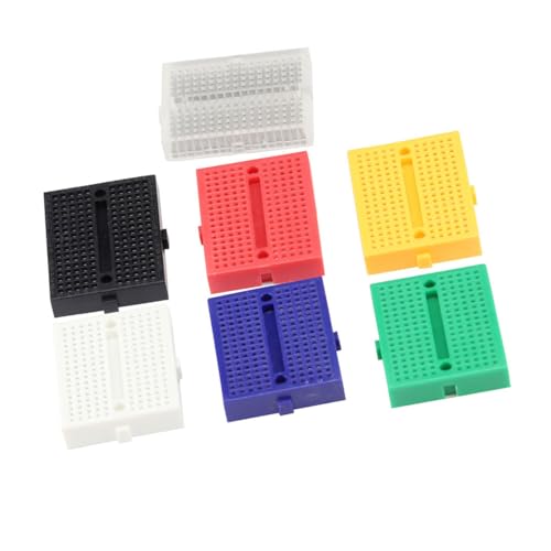 VKLSVAN Sets of 7PCS Small Solderable Breadboard 170 Tie-Points Mini PCB Prototype Solderless Breadboards Bread Boards Circuits Jumper Board Kit for Arduino for Prototype Shield