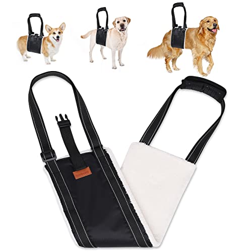 Loobani 犬 歩行補助ハーネス 胴体用 老犬 介護 年を取った 怪我 手術 快復中 病気 安全帯 手洗いok 通気性 抗菌消臭 脱着簡単 お出かけ便利 収納袋付き (安定性調整バックル付き(小型犬))