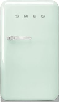 FAB10 50's Retro Style Aesthetic Refrigerator with 4.48 Cu Total Capacity, 2 Glass Shelves, LED Internal Light, 22-Inches, Pastel Green Right Hand Hinge Made In Italy