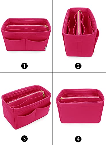 LEXSION Felt Purse Bag Organizer Insert with zipper Bag Tote Shaper Fit Speedy Neverful PM MM 8021 Rosy SM - Thumbnail 3