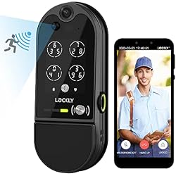 Lockly Vision Elite - WiFi Video Smart Lock with Night Vision Camera, Motion Sensor, Biometric Fingerprint, Voice Control, App Remote Control, Doorbell, Solar Panel, Digital Keypad, Matte Black