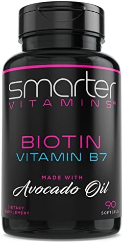 Smarter Biotin 5000mcg in Avocado Oil, Vitamin B7, Hair, Skin & Nail Support, Non-GMO, 90 Mini Liquid Softgels, No Soy