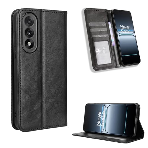 Fitudoos Funda Compatible con Oneplus Nord 5, Funda Movil Carcasa PU Cuero con Ranura para Tarjeta, Cierre Magnético, Función de Soporte, Negro