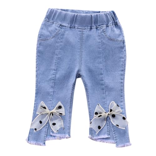Baby Girls Ripped Denim Bell Bottom Jeans Hearts Embroidery Vintage Toddler Kid Flare Pants Jeans Hippie Pants 1-6 Y