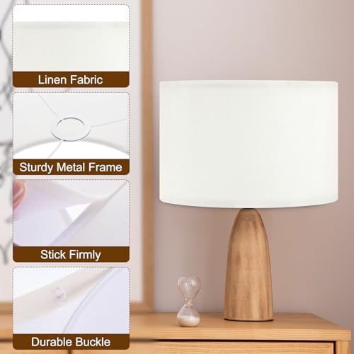 PATIKIL Drum Lamp Shades for Table Lamps 12"x12"x8" Linen Lampshade Set of 2 Easy Assembly Lamp Shade with E27 to E26/E14 Adapters for Floor Lamps Bedside Lamps Beige (1.65" Spider) - Image 3