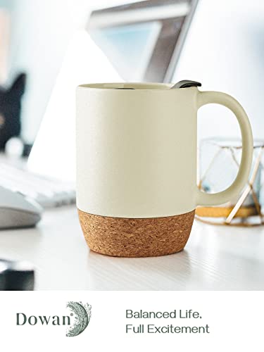 image for DOWAN Coffee Mugs Set of 2, 15 OZ Ceramic Mug with Cork Bottom and Spl