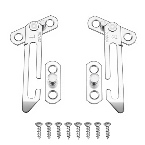 Lot de 2 entrebâilleurs de fenêtre pour UPVC, verrous de fenêtre en acier inoxydable pour fenêtres UPVC, serrure de sécurité pour fenêtre gauche et...
