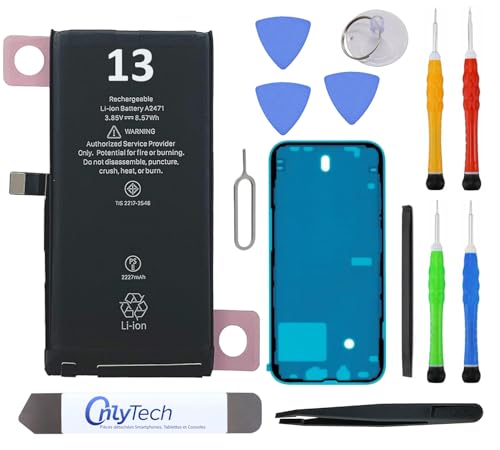 OnlyTech   Batería de repuesto para iPhone 13 3227mAh, idéntica a la original, kit de 12 herramientas profesionales y adhesivo de pantalla incluido