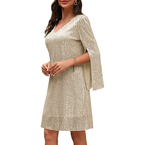 Image of COOAN Wedding Guest Cocktail & Formal Dresses for Women - Lace Sequin Dress