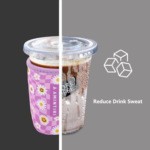 Image of 3 Pack Reusable Sleeve for Iced Coffee Cup, Coffee Neoprene Sleeve for Iced&Hot Drinks, Coffee Sleeve Compatible with Starbucks, Dunkin Coffee Cup. (Lalic Checkerboard)