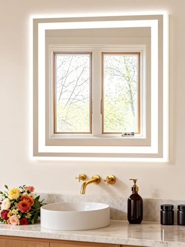 Image of NEWBULIG Bathroom Mirror, Wall Mirror with Aluminum Alloy Thin Frame, Bathroom Mirrors for Over Sink, Bedroom, Living Room, Entryway
