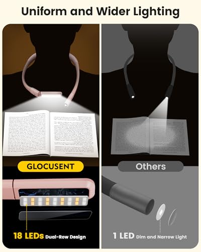 Image of Glocusent Bendable Neck Light, 100 Hours Reading Light for Book Lover Gifts