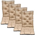 nana shop Hochlehner Auflagen für Gartenstuhl mit Rückenlehne, Sitzkissen Outdoor wasserabweisend, komfortable Stuhlkissen für Balkon, Terrasse und Garten, Bequeme Sitzpolster (120x50x8cm) (4, Beige)