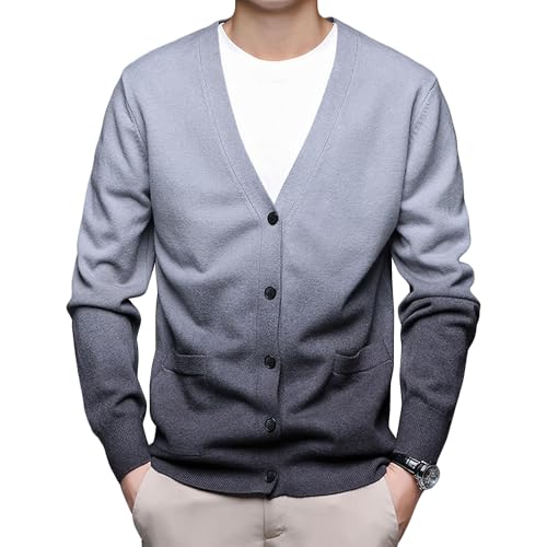 Men's V Neck Button Down Cardigan Lightweight Knitted Cardigan Sweater Slim Fit Sweaters Winter Male Outfits