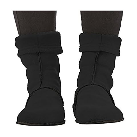 Janska MocSocks - Double-Bottom, Non-Skid Fleece Slipper Socks – Warm and Cozy Booties - Unisex (Medium, Black) Cover