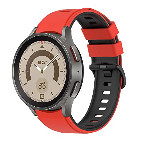 VeveXiao Sports Strap Compatible with Samsung Galaxy Watch 4 Classic 42mm/46mm band, No Gaps Soft Silicone Replacement Straps for Galaxy Watch 4 40mm/44mm WristBand (Red black)