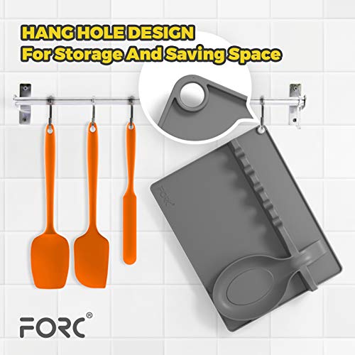 image for Forc Silicone Spoon Rest 2 in 1 Larger Size Silicone Spoon Holder for 
