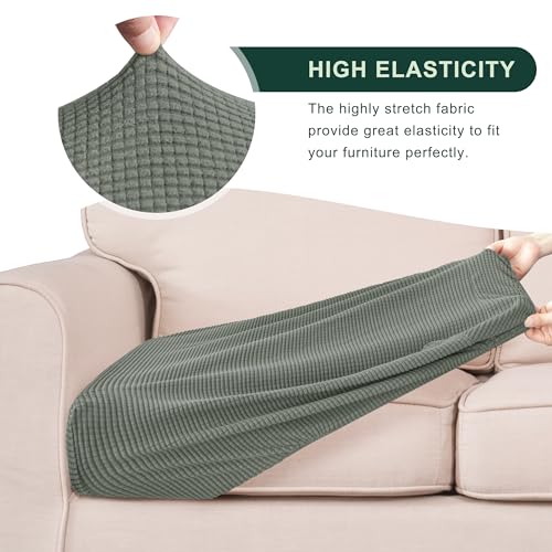 Image of CHUN YI 3PC Stretch Couch Cushion Covers, Individual Sofa Seat Slipcovers Suitable for Armchair Loveseat Sofa with Spandex Jacquard Fabric(3pc,Dove Grey)