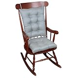 Klear Vu Omega Non-Slip Rocking Chair Cushion, Assembled in USA, Thick Tufted Design, Includes Seat Pad & Back Pillow with Ties, 17x17 Inches, 2-Piece Set, Solid Gray 2 Count