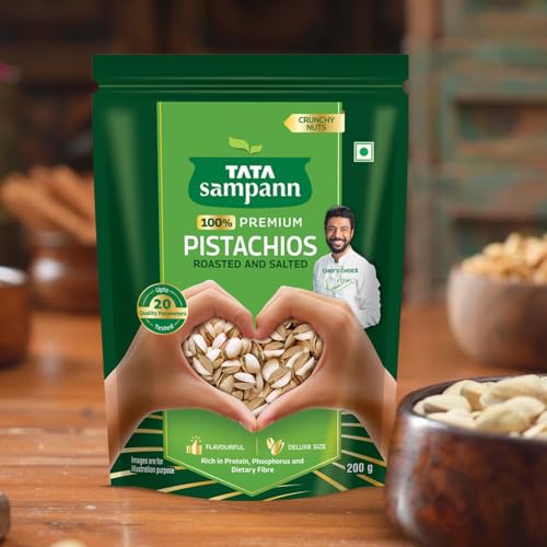 Image of Tata Sampann Pistachios Roasted & Salted, Pista, 200g, Rich In Protein, Phosphorus, & Dietary Fibre, Premium Nuts & Dry Fruits, Crunchy & Delicious Healthy Snack