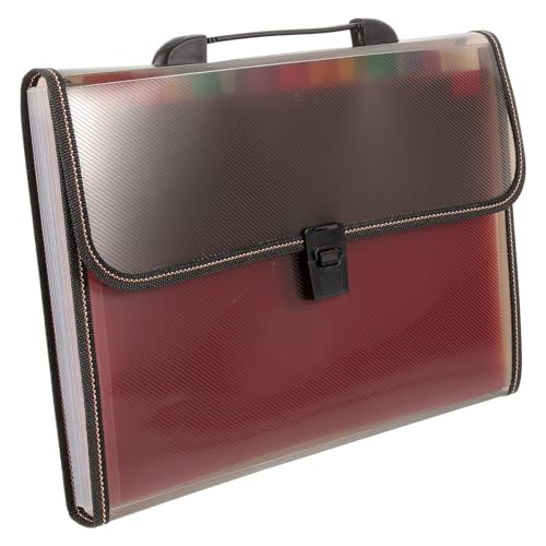 HOMSFOU デスクトップ用アコーディオンファイルフォルダー 大容量 多仕切り付き 書類整理 オーガナイザー オフィス 学校用 ブラック虹色内