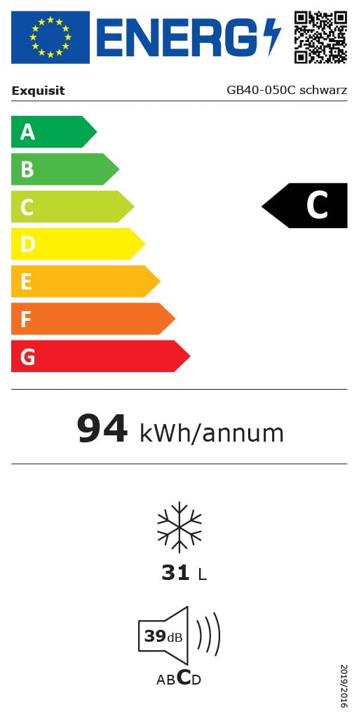 Exquisit GB40-050C – Schwarzer Tisch-Gefrierschrank, 31L, Energieeffizienz C, 39 dB