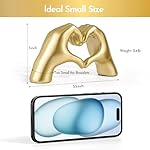 Heart Hands Sculpture - Gold Decor Living Room Accent Home - Small Shelf Decor Aesthetic - Teen Girls Bedroom Knick Knacks - Cute Table Statue Love Decorations, Gifts Girlfriend Women (Gold) - Image 4