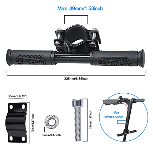 Guidon de Enfant Scooter Électrique,Guidons pour Scooter Électrique Accoudoir de sécurité réglable et Antidérapant Poignée de sécurité en Acier Inoxydable pour xiaomi Mijia M365 (Noir) - Image 5