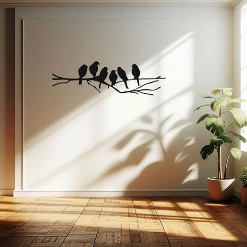 MAYUMI DÉCOR | Wooden Wall Plaque/Wall Sign For Home Decoration | Ready To Hang Wall Decor (Black) – 400 mm Length (Birds on the Branch)