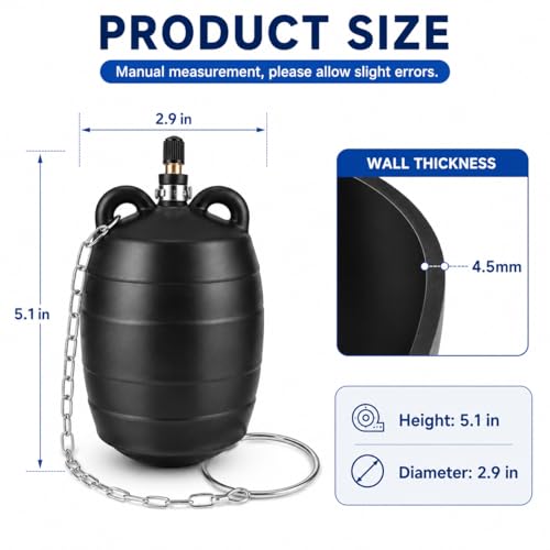 Image of 3 Inch Inflatable Pipe Test Plug, Sewer Test Ball with 39.4 Inch Hose | 4.5mm Natural Rubber, 2.9 x 5.1 Inch Body, Max 5 PSI, Copper Valve, Steel Chain & Retention Ring