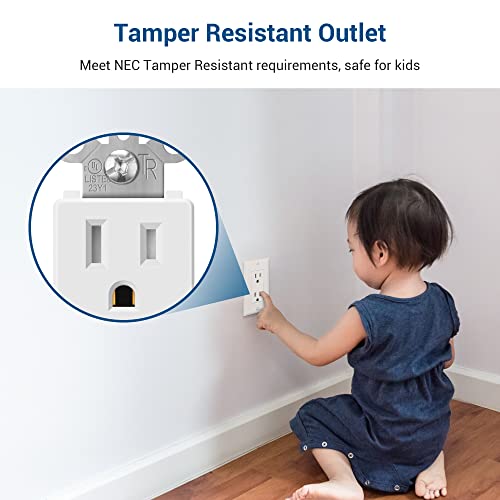 Dewenwils Decorator Receptacle Outlet, Child Safe Tamper-Resistant Wall Outlet, Self-Grounding Residential Grade Outlet, 15A 125V, Ul Listed, 10-Pack #TOP4
