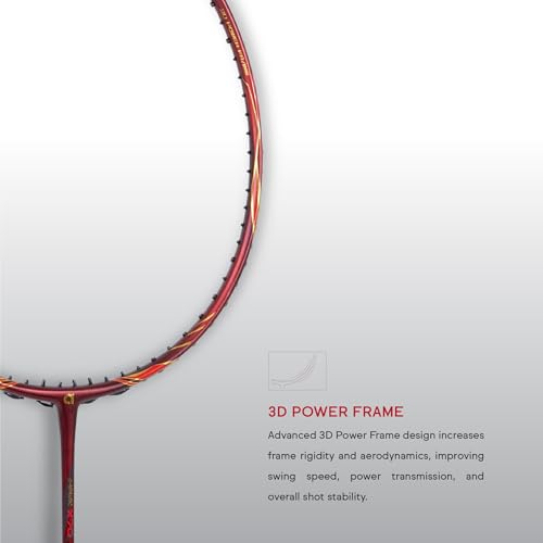 Image of Apacs iHawk X70 (Unstrung) Full Graphite Ultra Strong Carbon Fibre (75-79g) | 35 LBS Max Tension | 3D Power Frame | Made in Vietnam Badminton Racket with Full Cover (Maroon) (All Rounder)