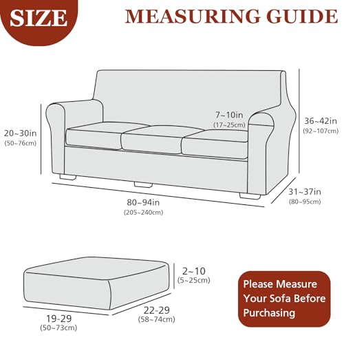 NICEEC Spandex Stretch 4 Pieces Sofa Covers Water Repellent Couch Covers for 3 Cushion Couch Sofa Pet Friendly Soft Sofa Slipcovers for Living Room Easy Fit Furniture Protector Washable(Green) - Image 4