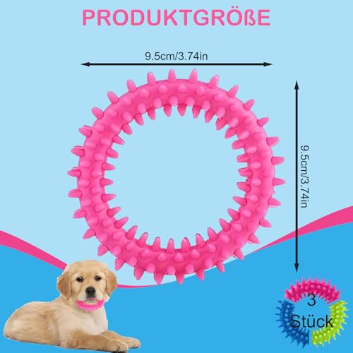 YSHODGU 3 Stück Kleiner Hund Ring, Welpe Zähne Kauen Spielzeug, für 360° Saubere Oral Haustierzähne und Beruhigen Juckreiz