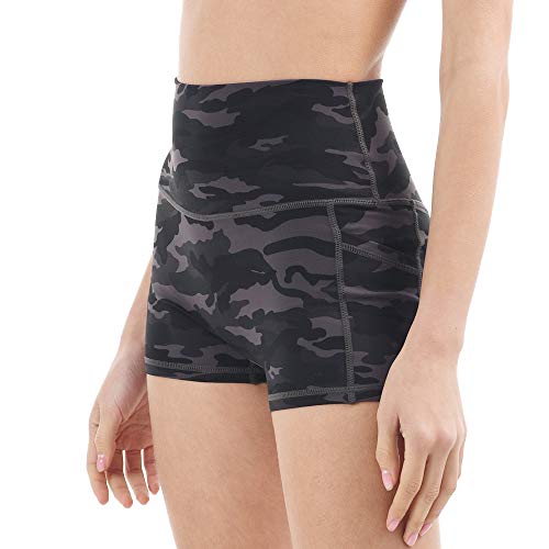 Short de ioga feminino JNVNI de cintura alta de 20,32 cm/7,62 cm com bolsos para treino, corrida, co